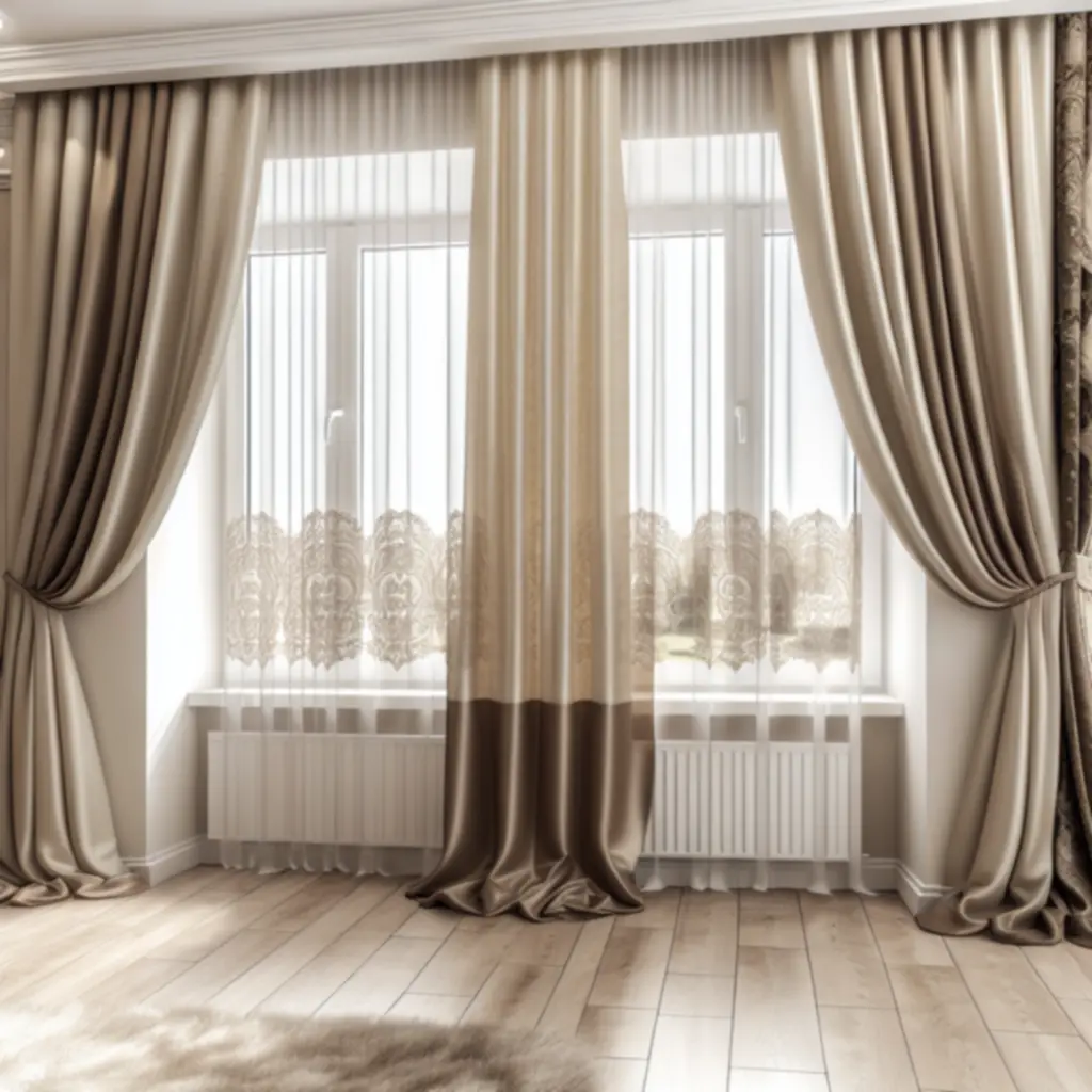 Eleganckie zasłony Curtavixo w jasnym, słonecznym salonie