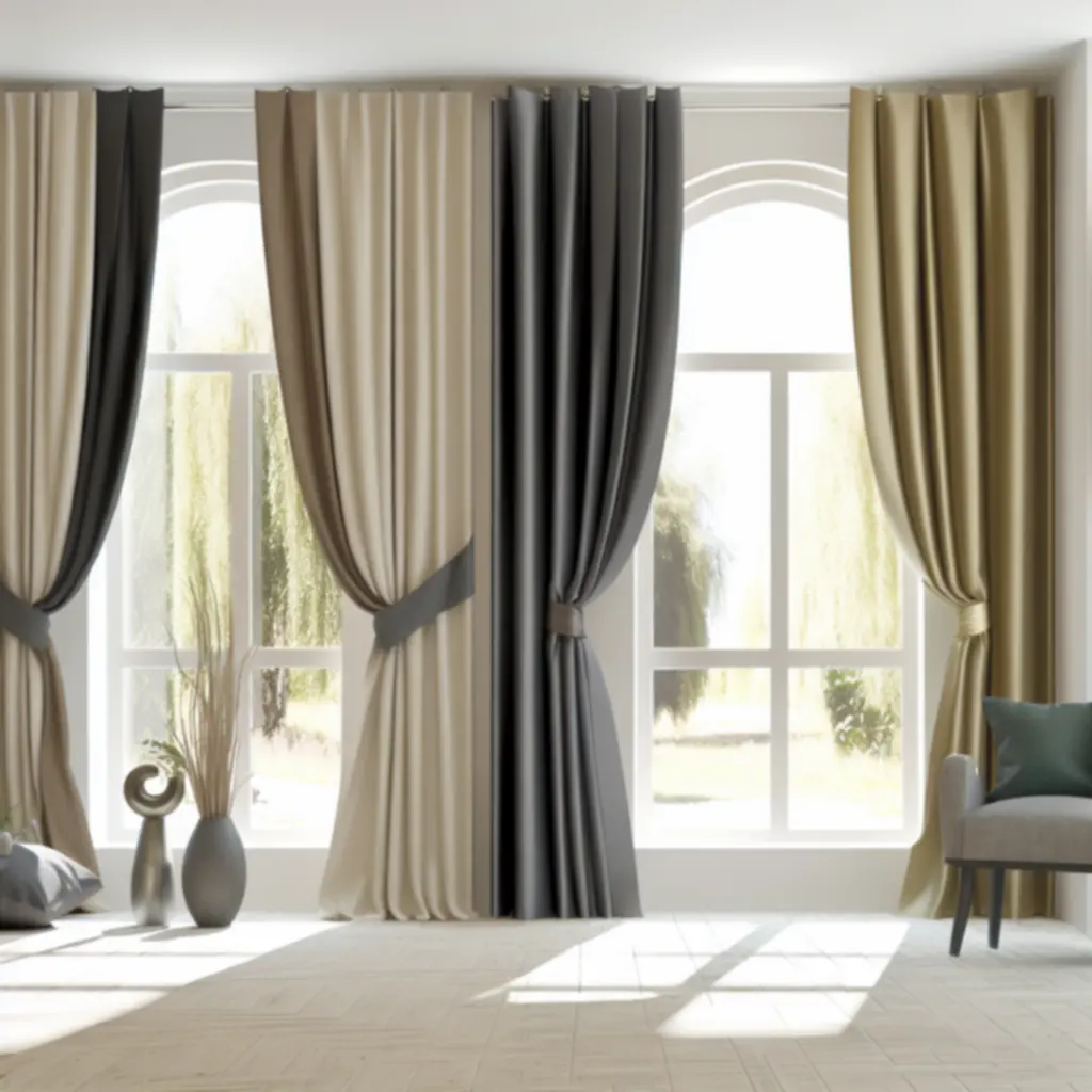 Nowe kolekcje zasłon w eleganckim, spokojnym wnętrzu