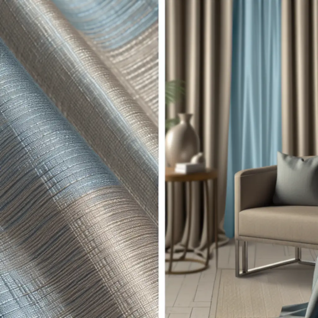 Zbliżenie na fakturę tkaniny zasłon Curtavixo, ukazujące miękki splot i subtelne przejścia tonalne.