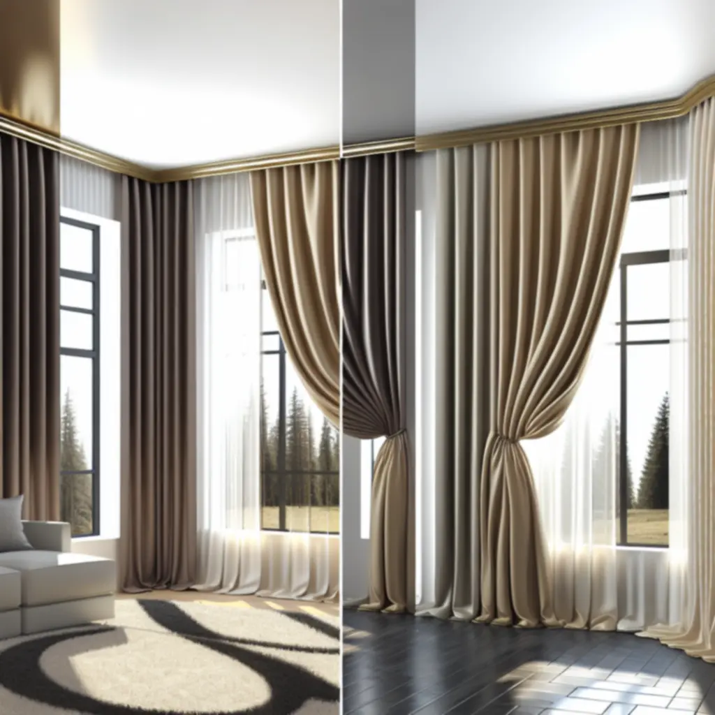 Elegancka zasłona Curtavixo w nowoczesnym, jasnym salonie